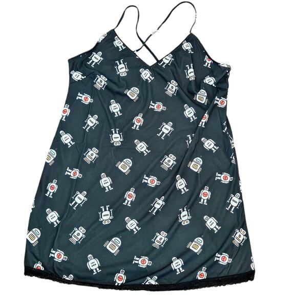 Modcloth x Breakfast for Dinner Sleep Bright Nightgown Robot Print Womens Large - Picture 2 of 6